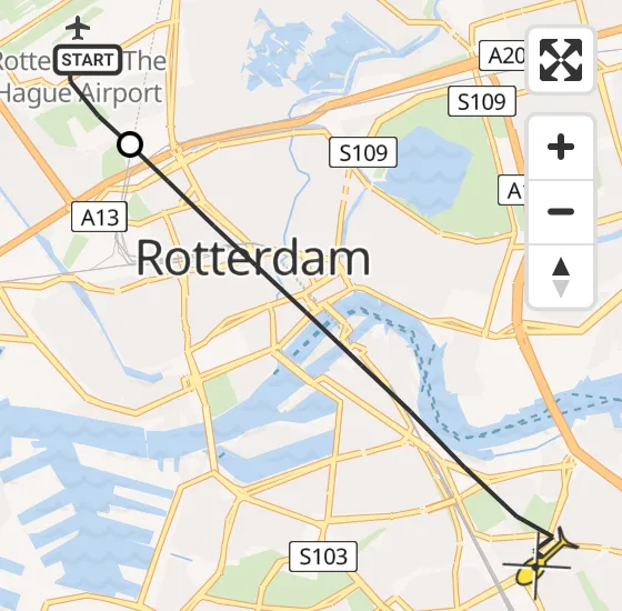 Vlucht Traumahelikopter PH-UMC van Rotterdam The Hague Airport naar Rotterdam op donderdag 2 januari 2025 10:15