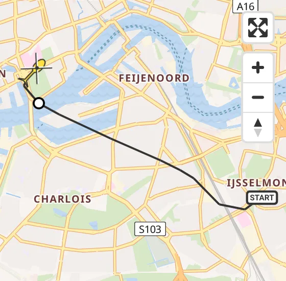 Vlucht Traumahelikopter PH-UMC van Rotterdam naar Erasmus MC op donderdag 2 januari 2025 10:44