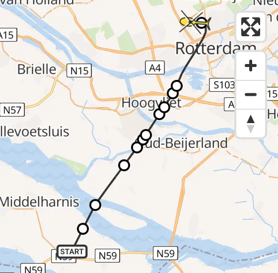 Vlucht Traumahelikopter PH-UMC van Oude-Tonge naar Rotterdam The Hague Airport op donderdag 2 januari 2025 14:33