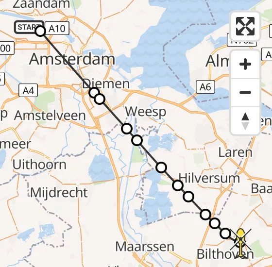 Vlucht Traumahelikopter PH-LLN van Amsterdam Heliport naar Den Dolder op donderdag 2 januari 2025 14:51