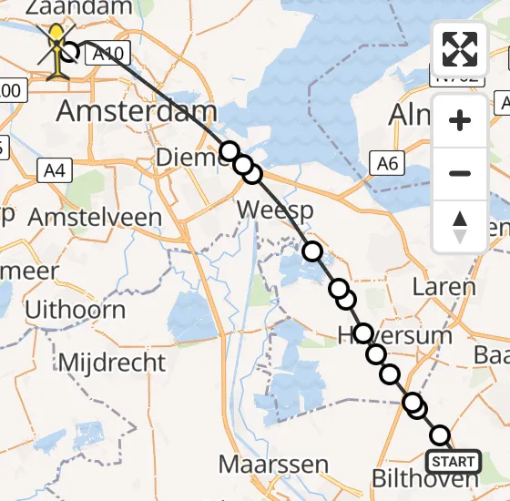 Vlucht Traumahelikopter PH-LLN van Den Dolder naar Amsterdam Heliport op donderdag 2 januari 2025 15:34