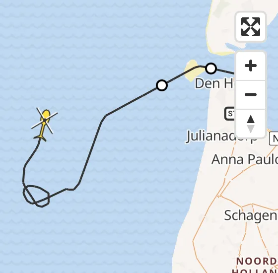 Vlucht Kustwachthelikopter PH-NCG van Vliegveld De Kooy naar  op donderdag 2 januari 2025 15:45