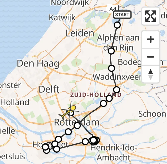 Vlucht Politiehelikopter PH-PXA van Leimuiden naar Rotterdam The Hague Airport op donderdag 2 januari 2025 16:29