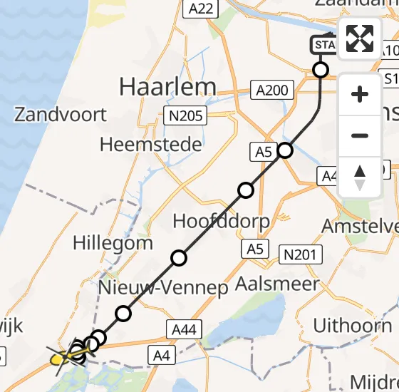 Vlucht Traumahelikopter PH-LLN van Amsterdam Heliport naar Sassenheim op donderdag 2 januari 2025 18:08