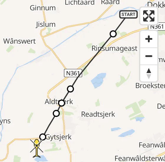 Vlucht Ambulancehelikopter PH-OOP van Sibrandahûs naar Gytsjerk op donderdag 2 januari 2025 18:14