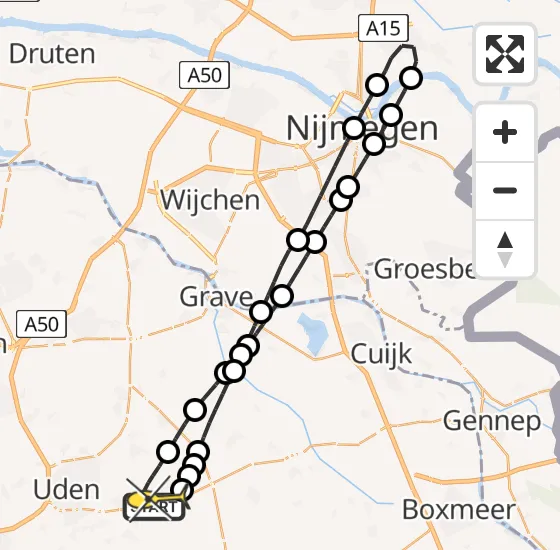 Vlucht Traumahelikopter PH-DOC van Vliegbasis Volkel naar Vliegbasis Volkel op donderdag 2 januari 2025 19:17