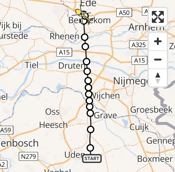 Vlucht Traumahelikopter PH-DOC van Vliegbasis Volkel naar Bennekom op donderdag 2 januari 2025 23:40