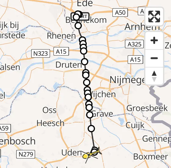 Vlucht Traumahelikopter PH-DOC van Bennekom naar Vliegbasis Volkel op vrijdag 3 januari 2025 0:09