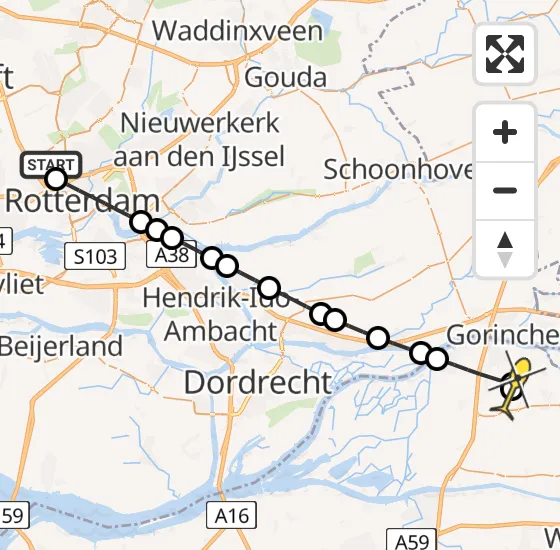 Vlucht Traumahelikopter PH-UMC van Rotterdam The Hague Airport naar Almkerk op vrijdag 3 januari 2025 7:58