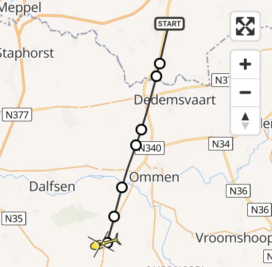 Vlucht Traumahelikopter PH-TTR van Zuidwolde naar Lemelerveld op vrijdag 3 januari 2025 8:16