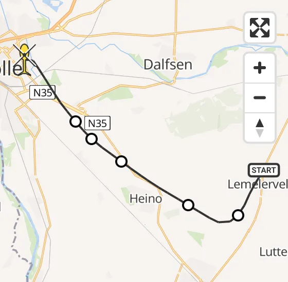 Vlucht Traumahelikopter PH-TTR van Lemelerveld naar Zwolle op vrijdag 3 januari 2025 8:46