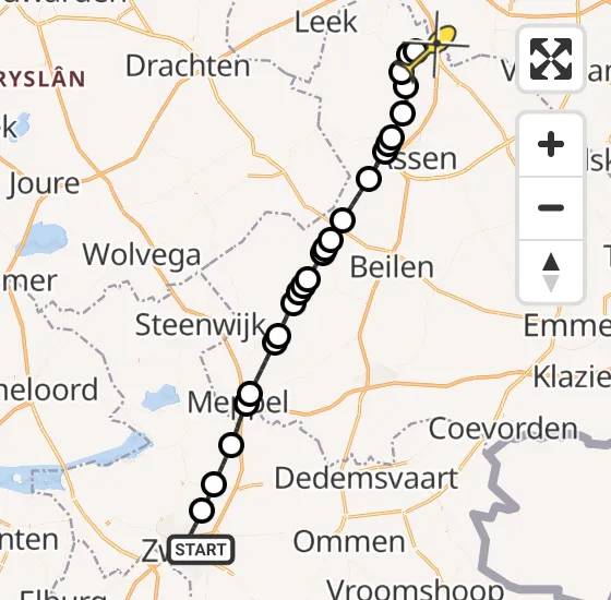 Vlucht Traumahelikopter PH-TTR van Zwolle naar Groningen Airport Eelde op vrijdag 3 januari 2025 9:21