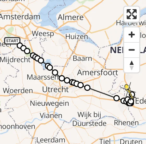 Vlucht Politiehelikopter PH-PXB van Amstelveen naar Lunteren op vrijdag 3 januari 2025 9:27