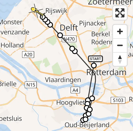 Vlucht Traumahelikopter PH-UMC van Rotterdam The Hague Airport naar Den Haag op vrijdag 3 januari 2025 9:36