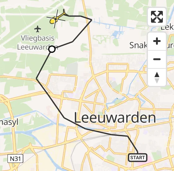 Vlucht Ambulancehelikopter PH-OOP van Leeuwarden naar Vliegbasis Leeuwarden op vrijdag 3 januari 2025 11:24