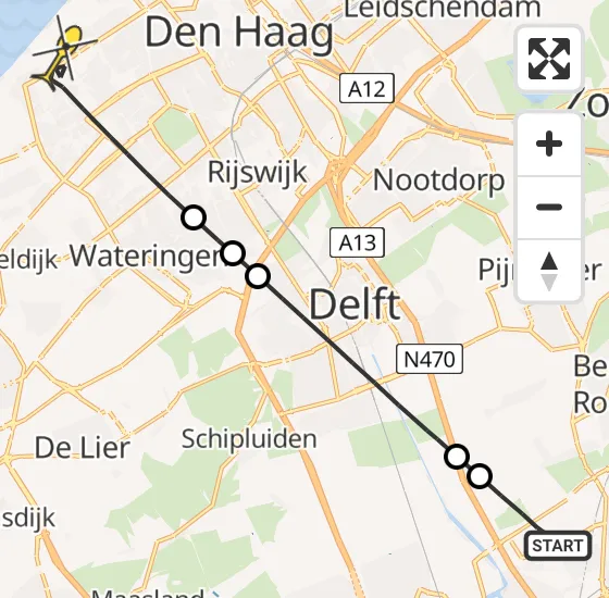 Vlucht Traumahelikopter PH-UMC van Rotterdam The Hague Airport naar Den Haag op vrijdag 3 januari 2025 12:18