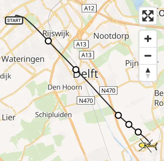 Vlucht Traumahelikopter PH-UMC van Den Haag naar Rotterdam The Hague Airport op vrijdag 3 januari 2025 13:07