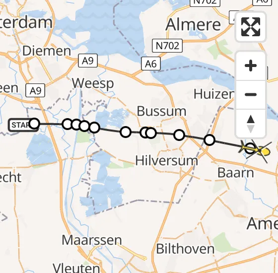 Vlucht Politiehelikopter PH-PXB van Ouderkerk aan de Amstel naar Bunschoten-Spakenburg op vrijdag 3 januari 2025 13:17