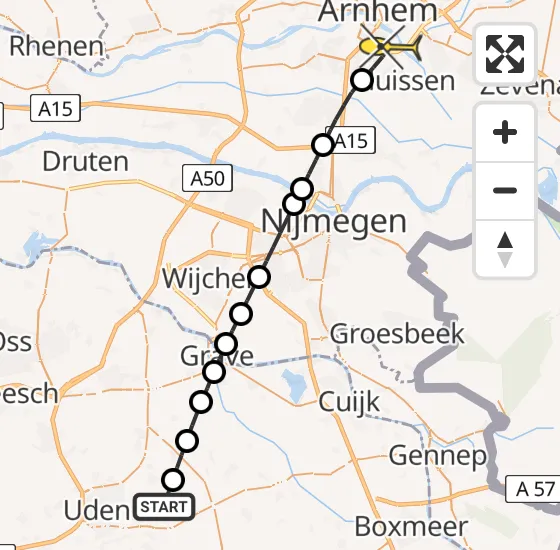 Vlucht Traumahelikopter PH-DOC van Vliegbasis Volkel naar Arnhem op vrijdag 3 januari 2025 13:52