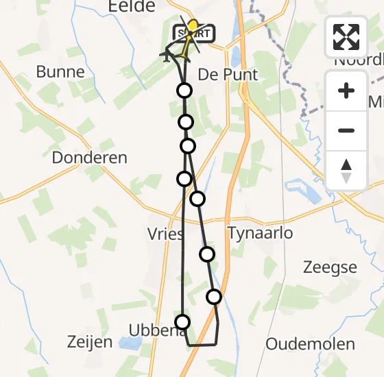 Vlucht Traumahelikopter PH-TTR van Groningen Airport Eelde naar Groningen Airport Eelde op vrijdag 3 januari 2025 16:06