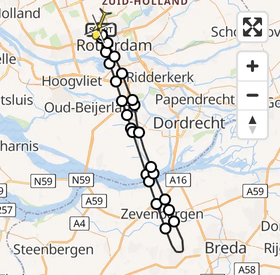 Vlucht Traumahelikopter PH-UMC van Rotterdam The Hague Airport naar Rotterdam The Hague Airport op vrijdag 3 januari 2025 17:01