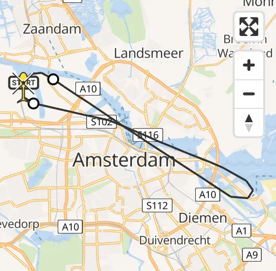 Vlucht Traumahelikopter PH-LLN van Amsterdam Heliport naar Amsterdam Heliport op vrijdag 3 januari 2025 19:24