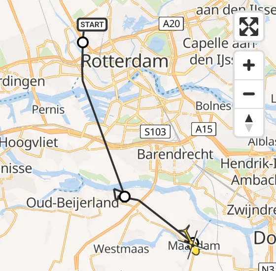 Vlucht Politiehelikopter PH-PXA van Rotterdam The Hague Airport naar Maasdam op vrijdag 3 januari 2025 19:54