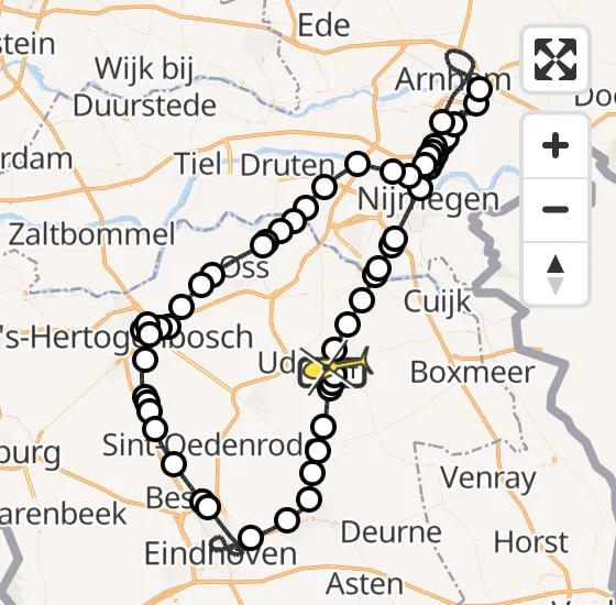 Vlucht Politiehelikopter PH-PXD van Vliegbasis Volkel naar Vliegbasis Volkel op vrijdag 3 januari 2025 20:12