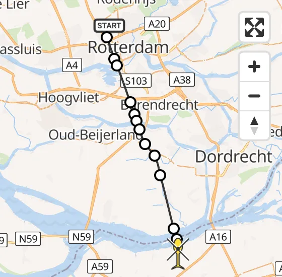 Vlucht Traumahelikopter PH-UMC van Rotterdam The Hague Airport naar Moerdijk op vrijdag 3 januari 2025 20:38