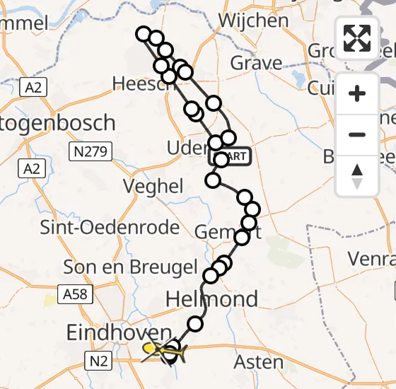 Vlucht Traumahelikopter PH-DOC van Vliegbasis Volkel naar Geldrop op vrijdag 3 januari 2025 21:37