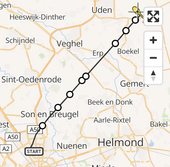 Vlucht Traumahelikopter PH-DOC van Eindhoven naar Vliegbasis Volkel op vrijdag 3 januari 2025 23:05