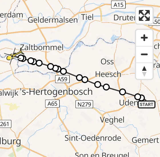 Vlucht Traumahelikopter PH-DOC van Vliegbasis Volkel naar Aalst op vrijdag 3 januari 2025 23:46