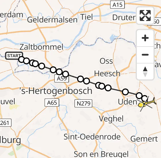 Vlucht Traumahelikopter PH-DOC van Aalst naar Vliegbasis Volkel op zaterdag 4 januari 2025 0:19