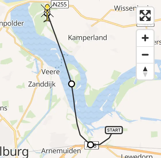 Vlucht Kustwachthelikopter PH-SAR van Vliegveld Midden-Zeeland naar Kamperland op zaterdag 4 januari 2025 10:26