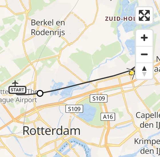 Vlucht Traumahelikopter PH-UMC van Rotterdam The Hague Airport naar Rotterdam op zaterdag 4 januari 2025 10:54