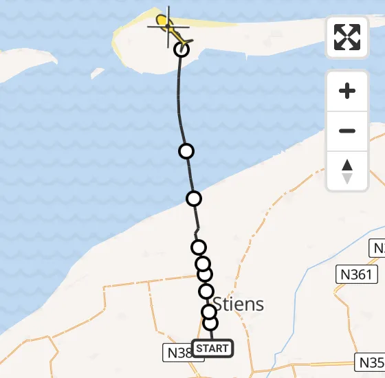 Vlucht Ambulancehelikopter PH-OOP van Leeuwarden naar Ameland Airport Ballum op zaterdag 4 januari 2025 11:19