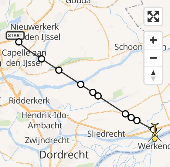 Vlucht Traumahelikopter PH-UMC van Rotterdam naar Hardinxveld-Giessendam op zaterdag 4 januari 2025 12:08