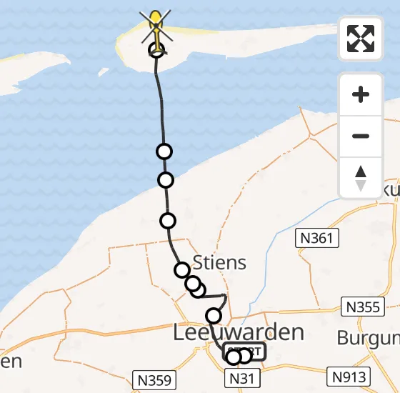 Vlucht Ambulancehelikopter PH-OOP van Leeuwarden naar Ameland Airport Ballum op zaterdag 4 januari 2025 12:27