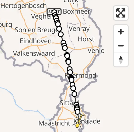 Vlucht Traumahelikopter PH-DOC van Vliegbasis Volkel naar Heerlen op zaterdag 4 januari 2025 13:04