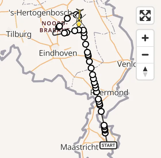 Vlucht Traumahelikopter PH-DOC van Heerlen naar Vliegbasis Volkel op zaterdag 4 januari 2025 14:14