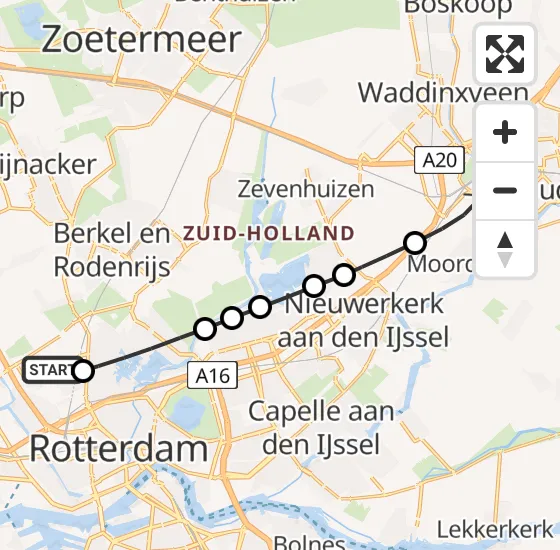 Vlucht Traumahelikopter PH-UMC van Rotterdam The Hague Airport naar Gouda op zaterdag 4 januari 2025 15:50