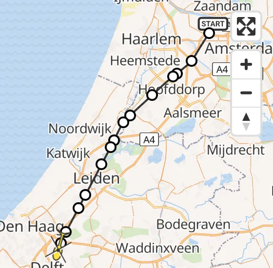 Vlucht Traumahelikopter PH-LLN van Amsterdam Heliport naar Nootdorp op zaterdag 4 januari 2025 21:34