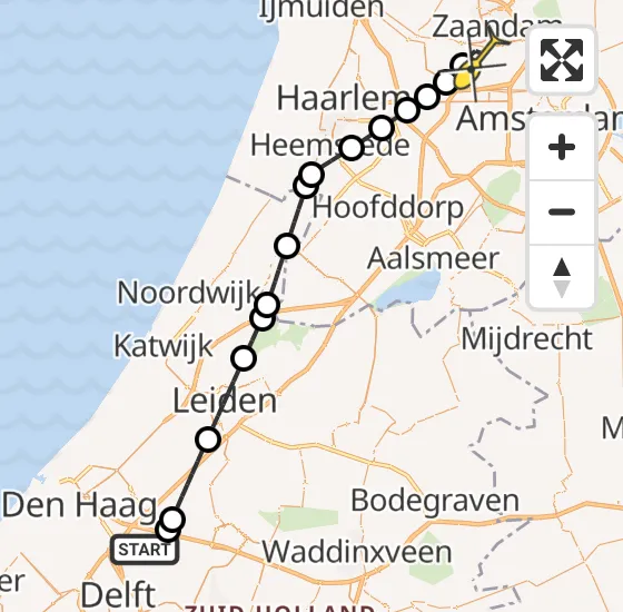 Vlucht Traumahelikopter PH-LLN van Nootdorp naar Amsterdam Heliport op zaterdag 4 januari 2025 22:10