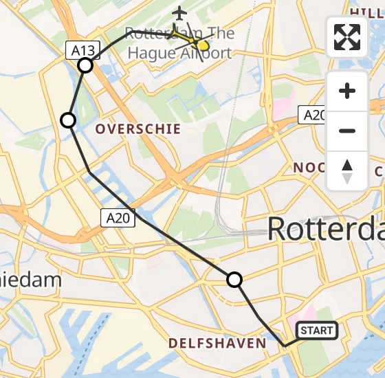 Vlucht Traumahelikopter PH-UMC van Erasmus MC naar Rotterdam The Hague Airport op zaterdag 4 januari 2025 23:22