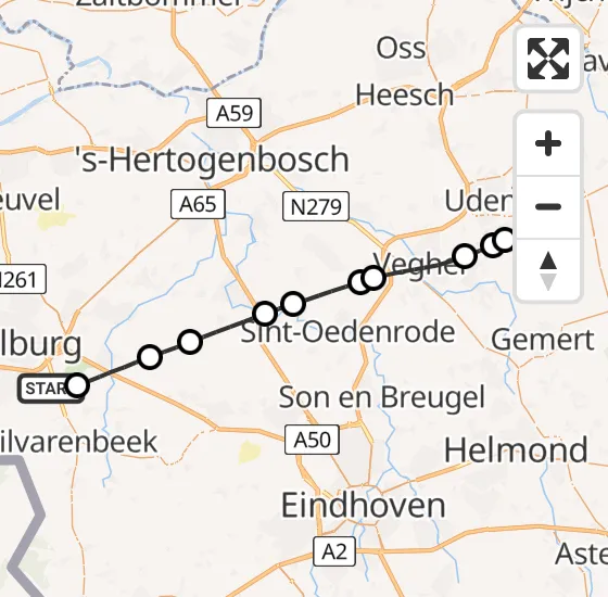 Vlucht Traumahelikopter PH-DOC van Hilvarenbeek naar Vliegbasis Volkel op zondag 5 januari 2025 15:24