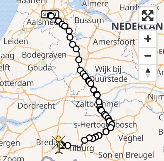 Vlucht Politiehelikopter PH-PXC van Schiphol naar Molenschot op maandag 6 januari 2025 9:21