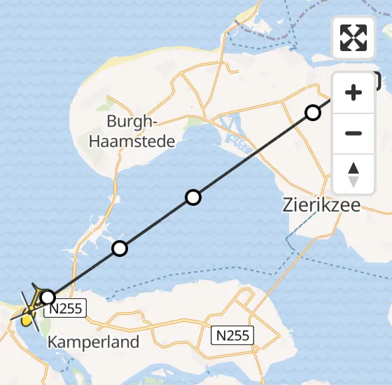 Vlucht Traumahelikopter PH-UMC van Zonnemaire naar Kamperland op maandag 6 januari 2025 9:52