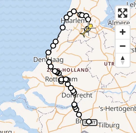 Vlucht Politiehelikopter PH-PXC van Bavel naar Schiphol op maandag 6 januari 2025 10:25