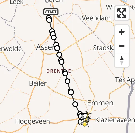 Vlucht Traumahelikopter PH-TTR van Groningen Airport Eelde naar Holsloot op maandag 6 januari 2025 11:16