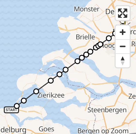 Vlucht Traumahelikopter PH-UMC van Kamperland naar Rotterdam The Hague Airport op maandag 6 januari 2025 11:20